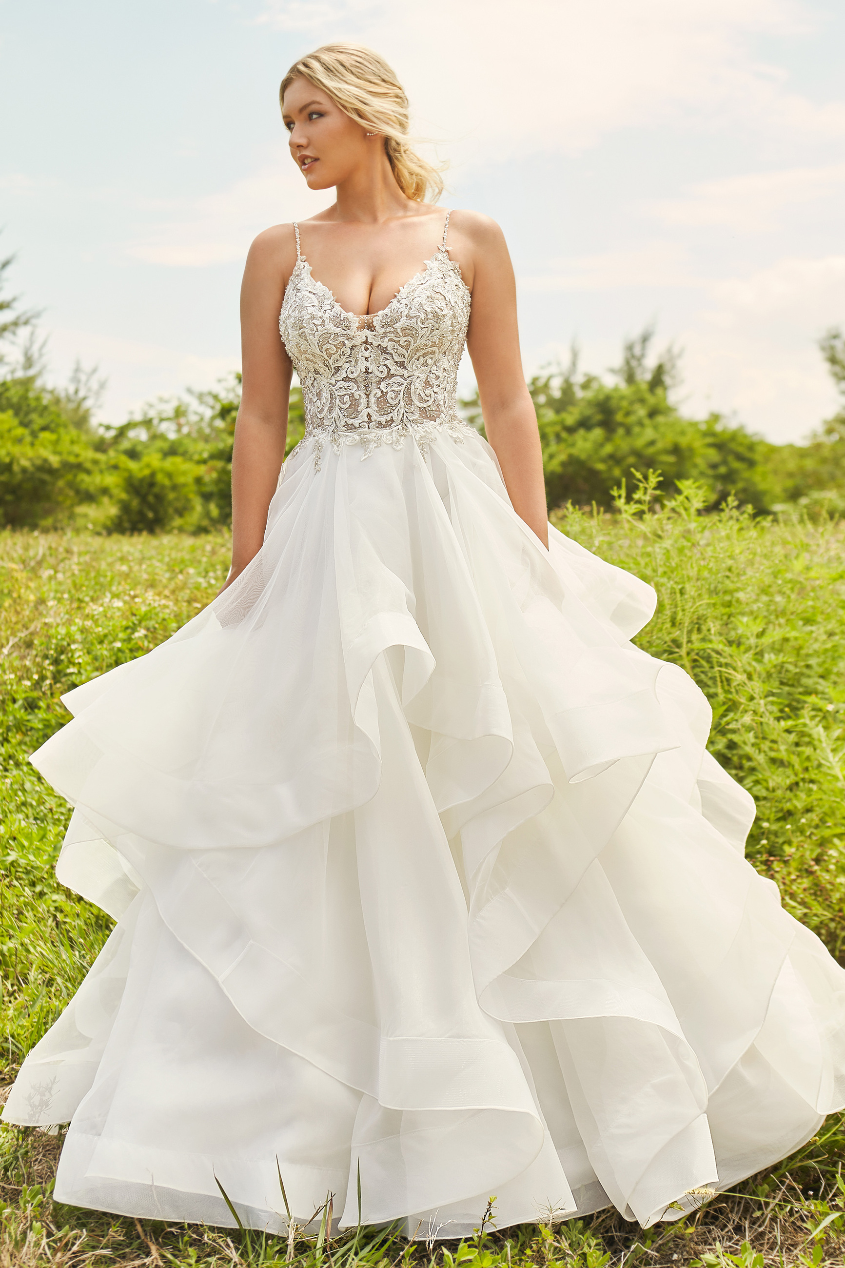 Adele: V-Neck Ball Gown Wedding Dress with Beaded lace Adele: V-Neck Ball Gown Wedding Dress with Beaded lace