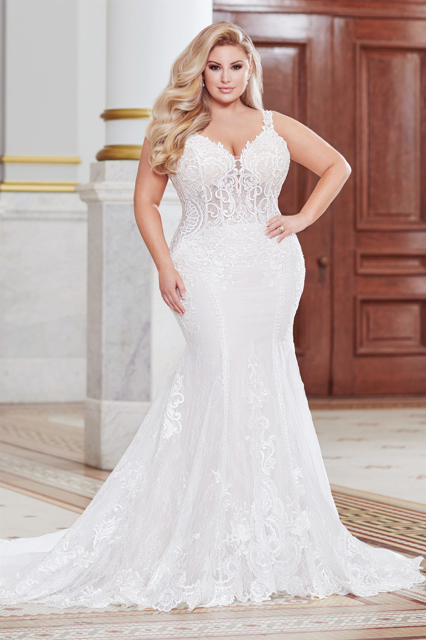 light peach wedding dress