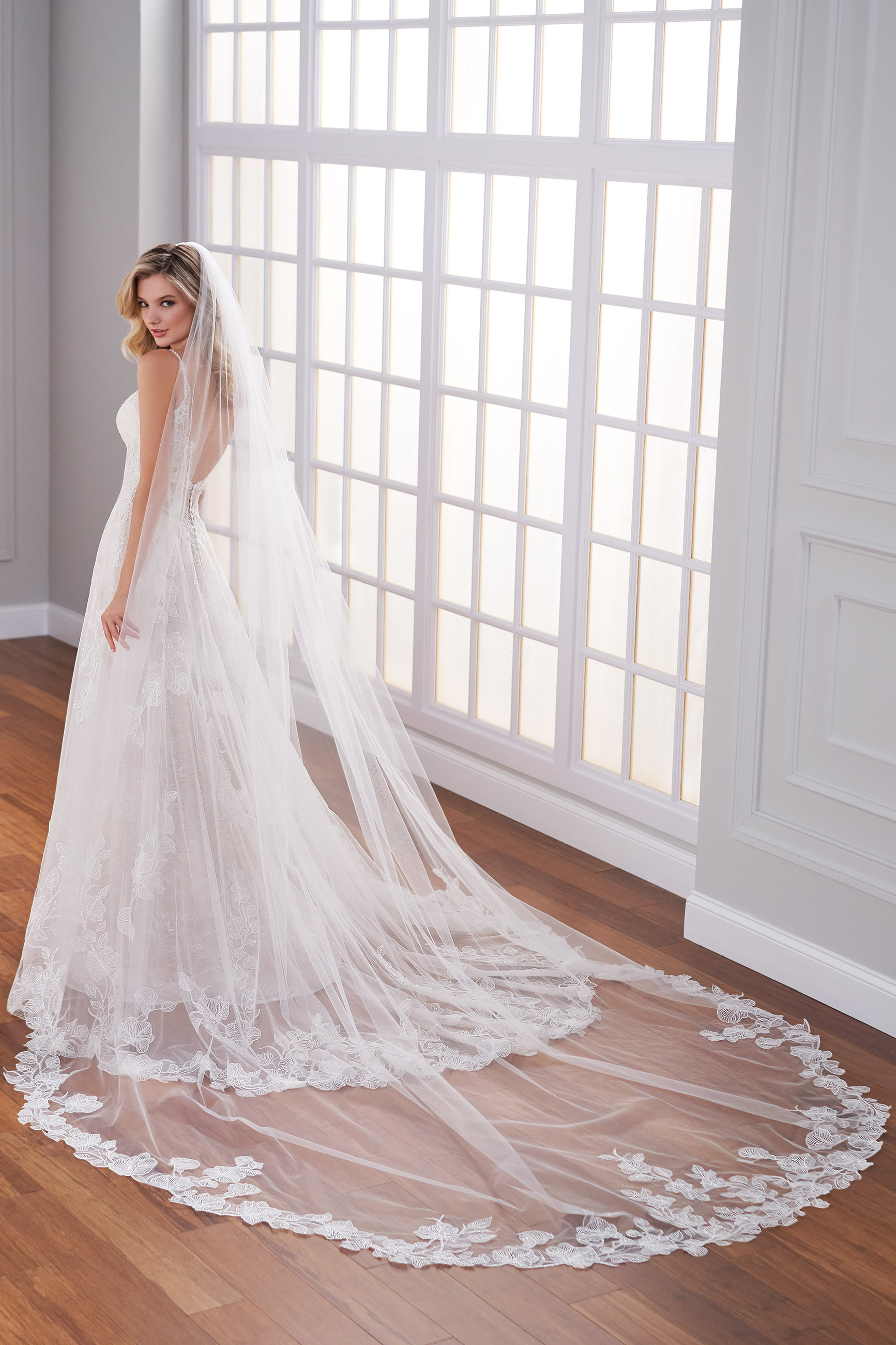 Amelie: Sleeveless V-Neck Embroidered Lace A-Line Wedding