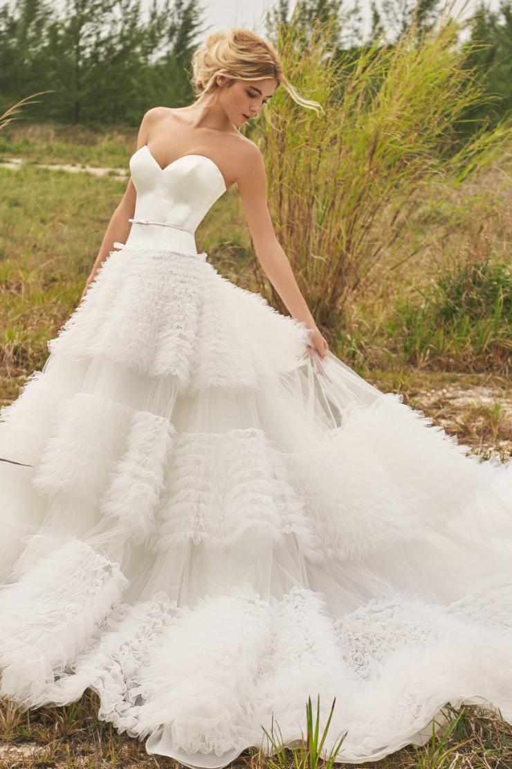 Fontaine Ball gown with textured tulle and organza skirt and sleek silk bodice