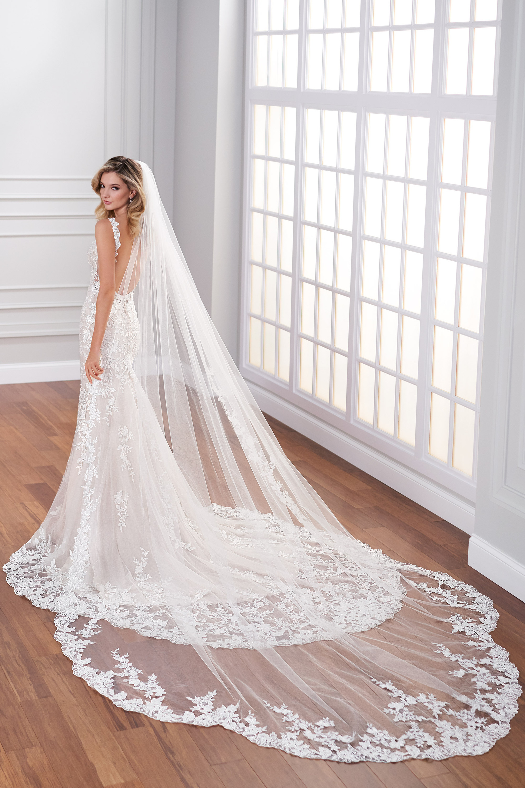 Shelbi: Sleeveless Beaded Lace V-Neck Fit and Flare Wedding Dress