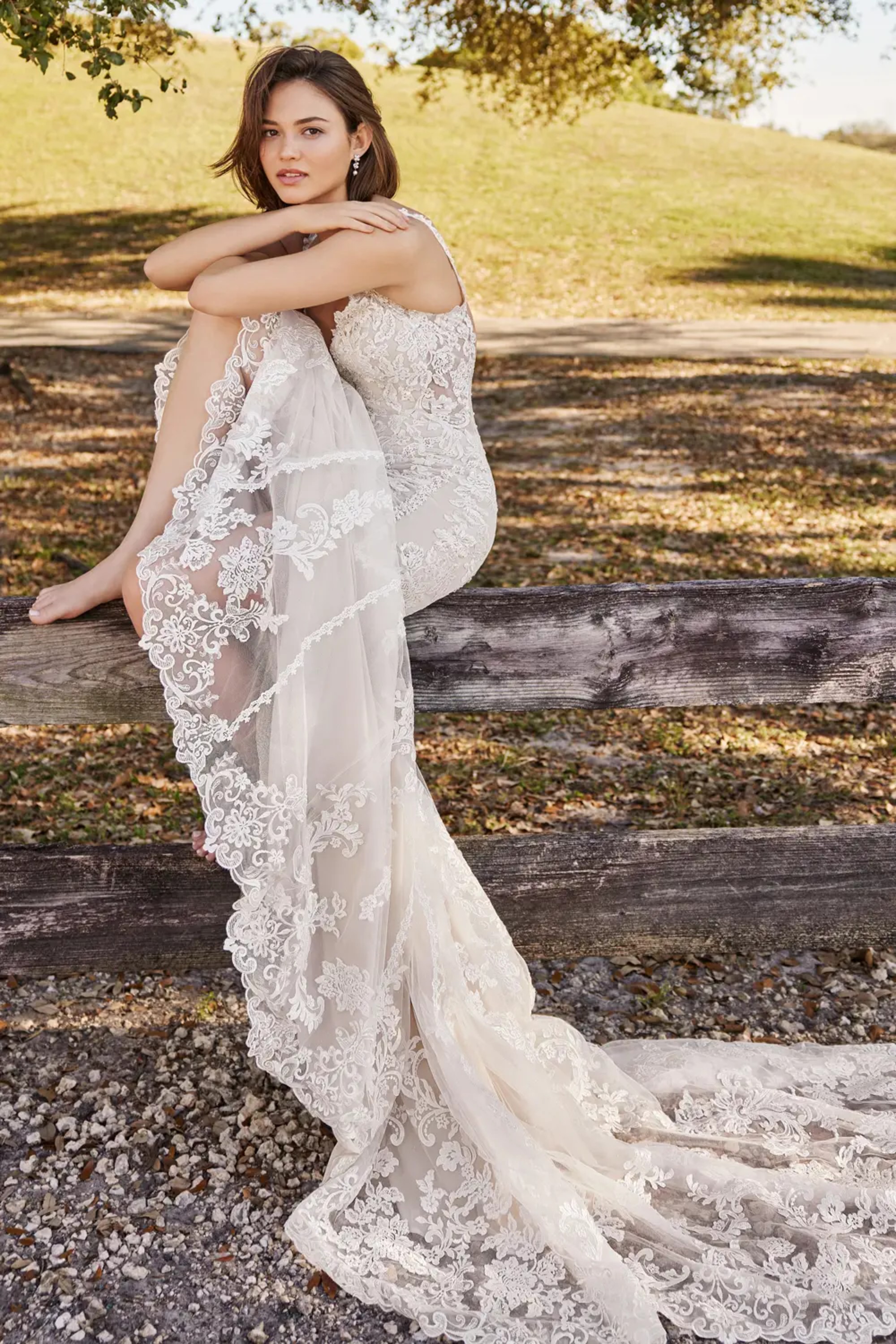 Olivia: Beaded Floral Lace Fit and Flare Wedding Dress with Olivia: Beaded Floral Lace Fit and Flare Wedding Dress with