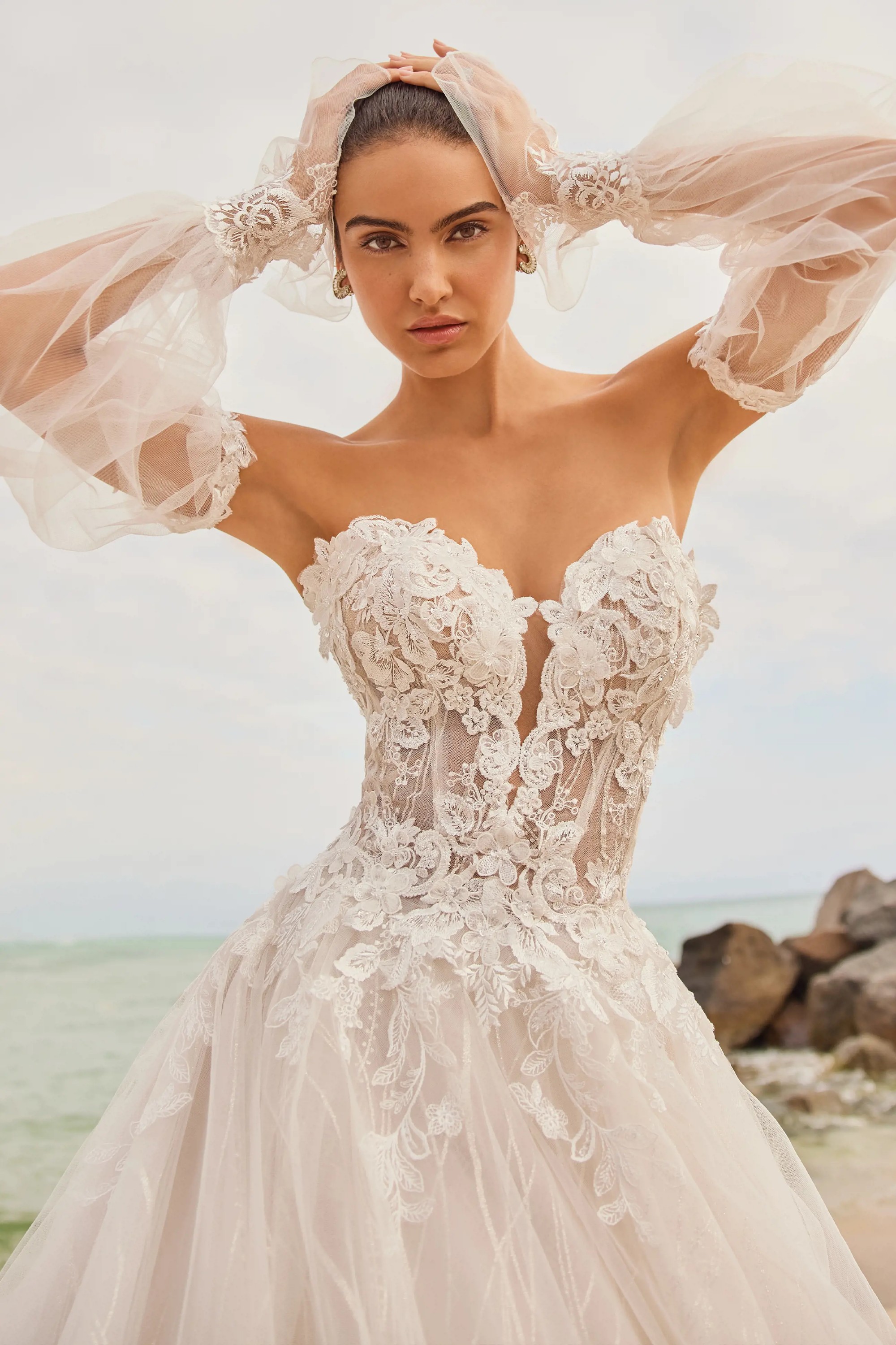 Gwendolyn: Strapless Beaded Lace Ball Gown Wedding Dress