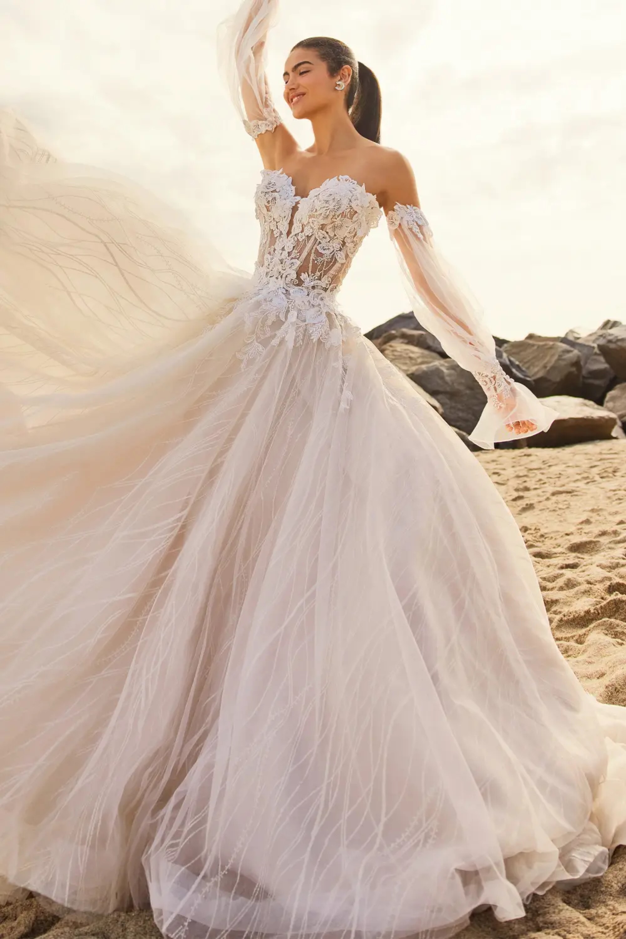 Gwendolyn: Strapless Beaded Lace Ball Gown Wedding Dress Gwendolyn: Strapless Beaded Lace Ball Gown Wedding Dress