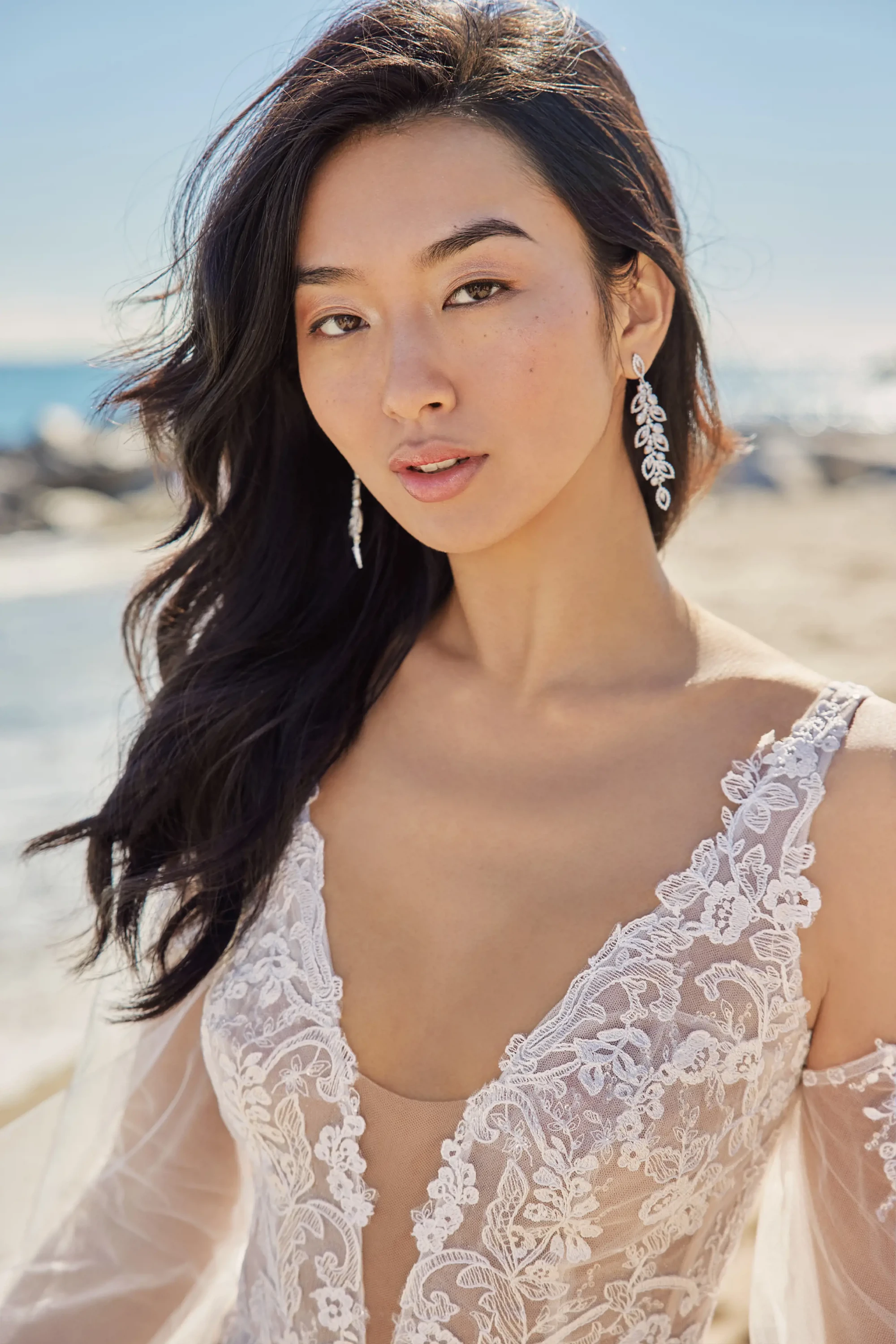 Misty: Semi-Sheer Sleeveless A-Line Wedding Dress with Detachable