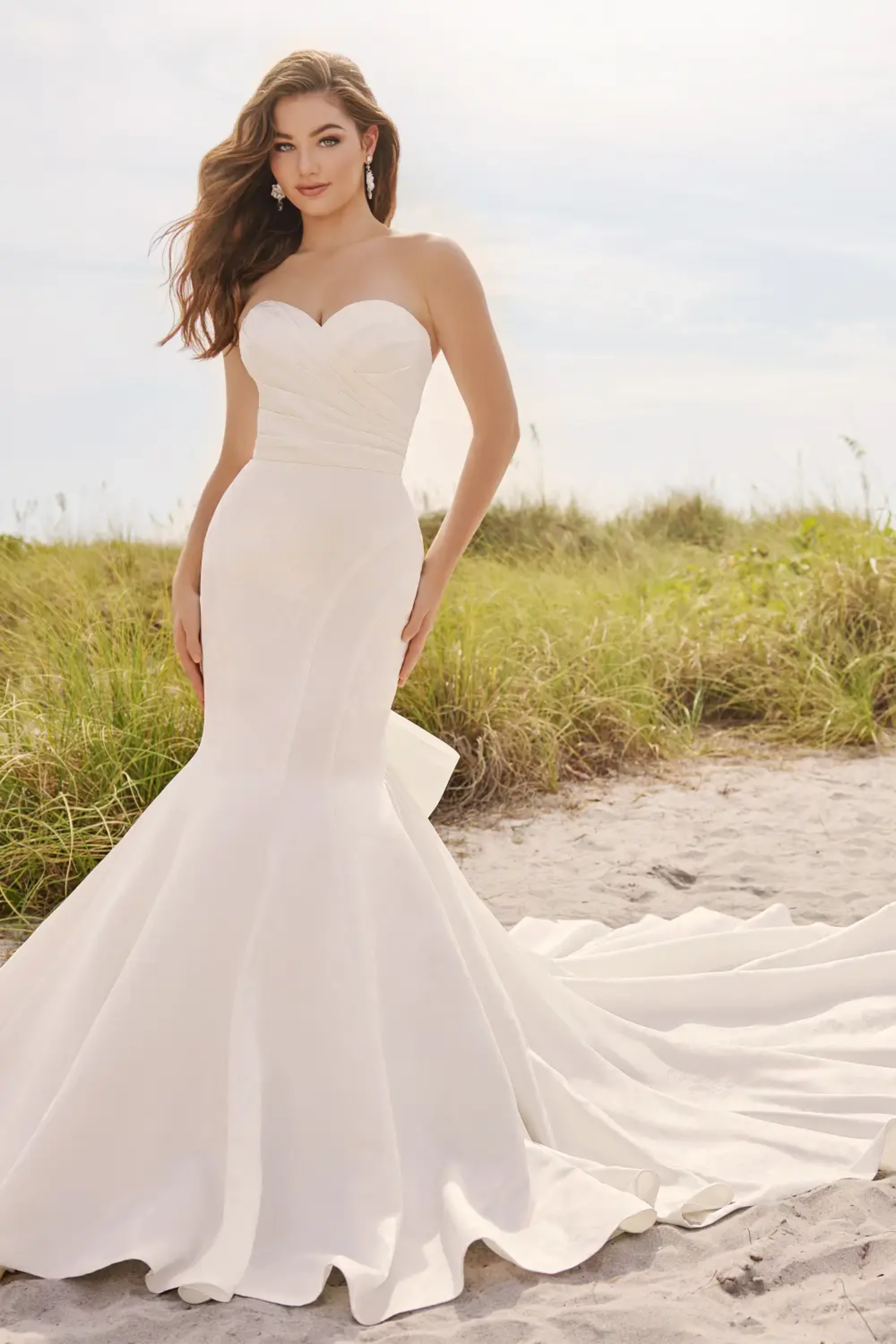 Peyton: Satin strapless Trumpet Wedding Dress with 82 Inch Train
