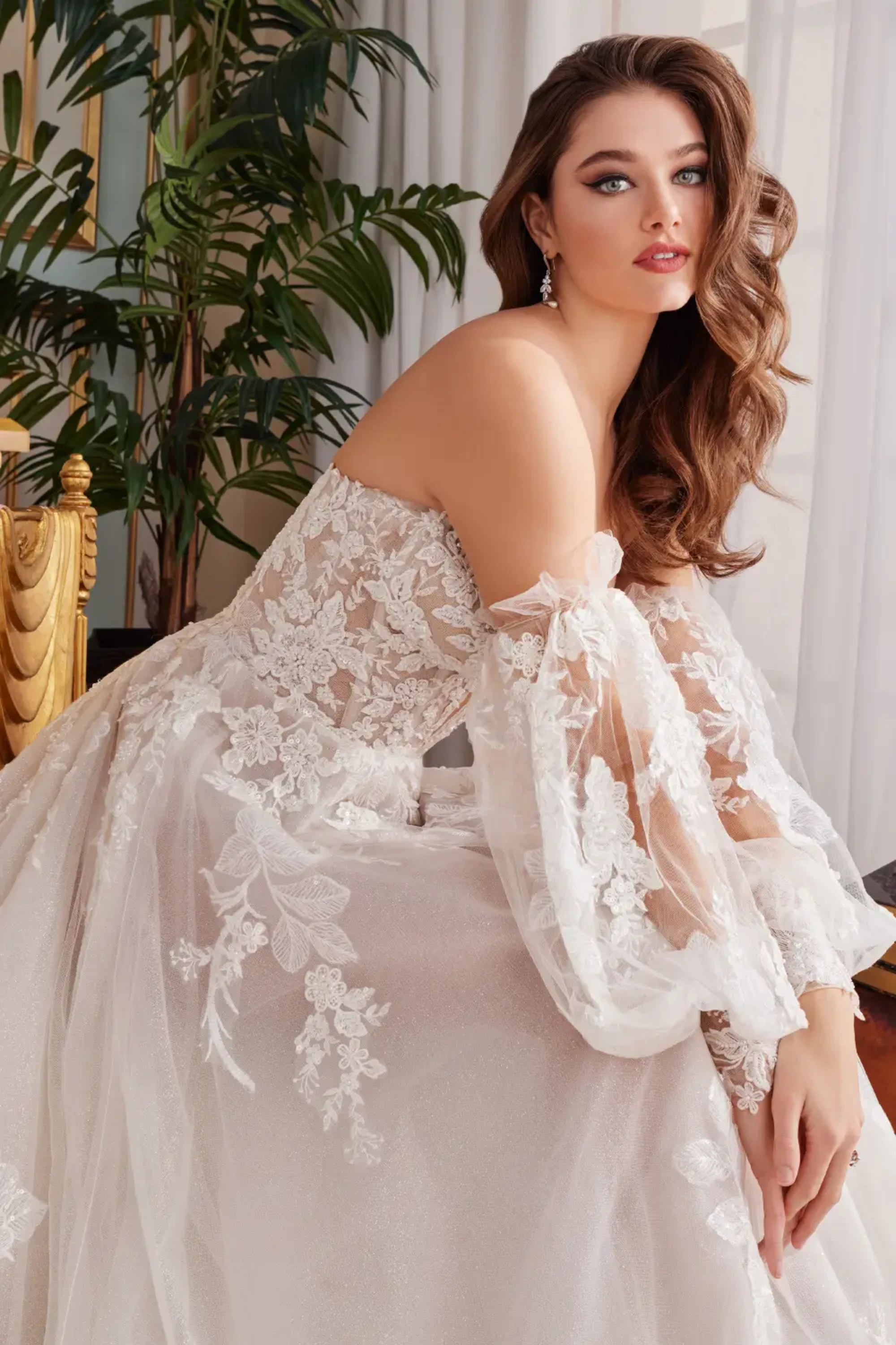 Mandolin: Strapless Tulle A-Line Wedding Dress with Detachable