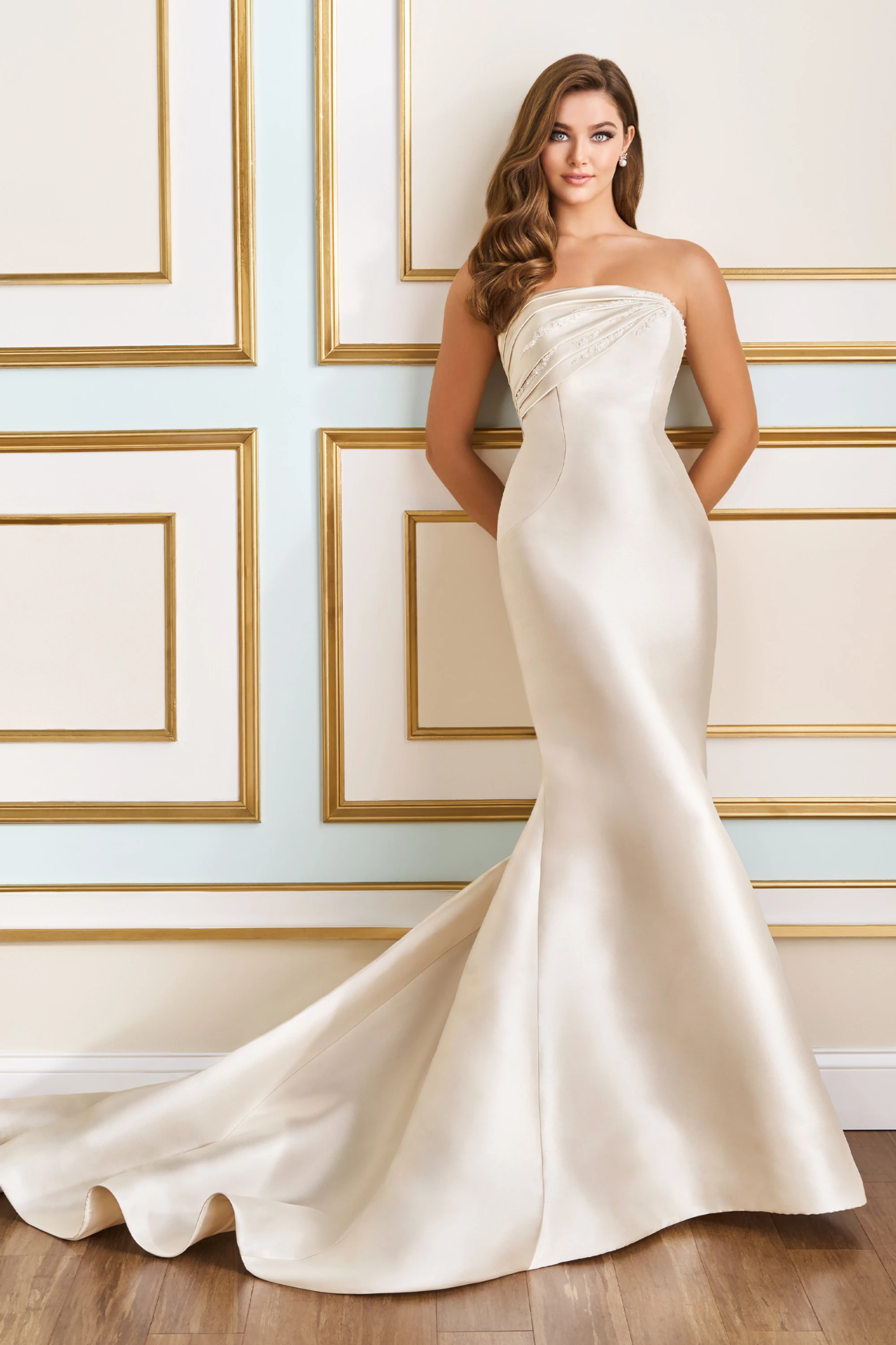 Aster: Strapless Mikado Satin Mermaid Wedding Dress with Separate
